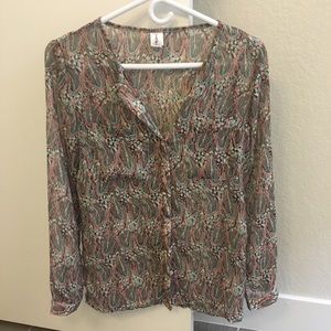 Printed collar free blouse